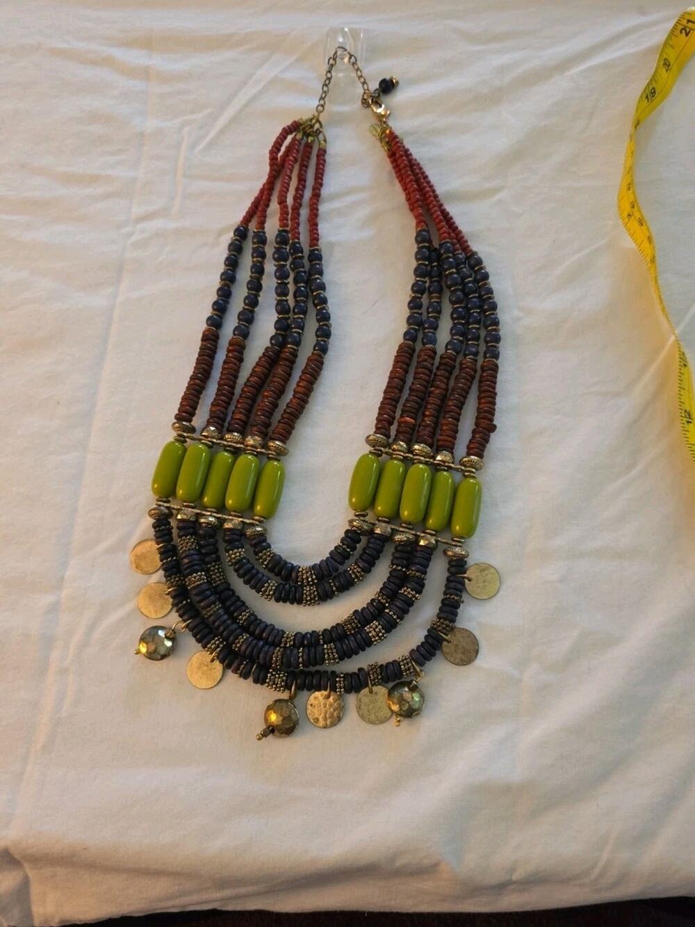 Chicos Multistrand Beaded Necklace with Coin Accents